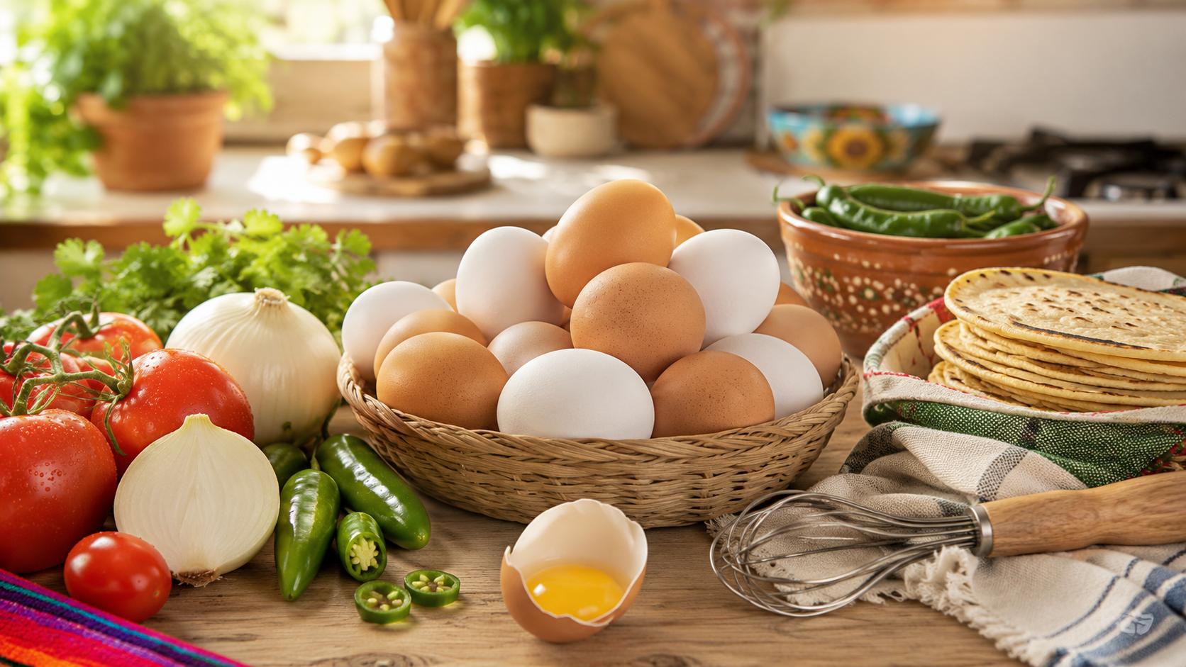 Día Nacional del Huevo en México con huevos frescos e ingredientes tradicionales mexicanos